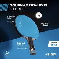 STIGA Pro Carbon Tournament Racket — Carbon-Enhanced Performance Blade with Advanced Technologies (Red/Blue)(m-2)