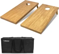 GoSports Regulation 4' x 2' Solid Wood Cornhole Boards Set with Carrying Case (Light Brown Stain)(m-1)