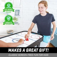GoSports 40"" Tabletop Air Hockey — Black, Kids & Family Game with AC Adapter, Pushers and Pucks(m-6)
