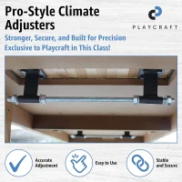 Playcraft Woodbridge Premium Shuffleboard Table with Cabinet Storage — Game Package with Abacus, 8 Pucks, Brush & USA Wax — Pro Climate Adjustment System(m-4)