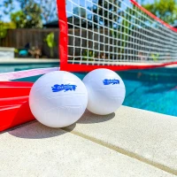 GoSports Splash Net PRO Pool Volleyball Set — Red, White or Blue, Includes 2 Water Volleyballs & Pump(m-6)