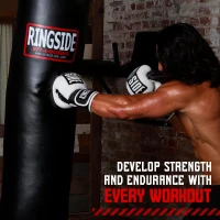 Ringside 100 lb Muay Thai Heavy Bag, Powerhide Punching Bag with Chain and Swivel, 72"" x 13"", Black(m-4)