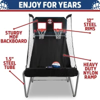 Pop-A-Shot Home Dual Shot Arcade Basketball Game — Sensor Scoring Hoop with 16 Game Modes, 7 Balls, Foldable & Mobile for Easy Storage(m-3)