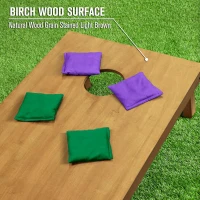 GoSports Regulation Wooden Cornhole Boards 4' x 2' — Light Brown Stain Finish with Carrying Case and Bean Bags (Dark Green & Purple)(m-5)