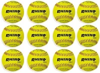 Champion Sports® Optic Yellow Leather Softballs – Dozen, .47 Polycore, Medium Compression, Raised Seams(m-3)