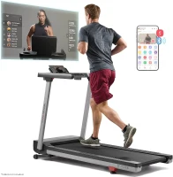 Sunny Health & Fitness OneClick-Fold 20"" Smart Treadmill — Fully Assembled with Auto Incline & SunnyFit App(m-1)