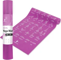 NewMe Fitness Extra-Large 5mm Yoga Mat for Men & Women – 68"" Long Non-Slip Exercise Mat with 70 Illustrated Yoga Poses for Home and Gym(m-1)