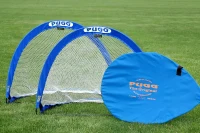 PUGG Original Pop-Up Soccer Goal – Portable Dual Goal Set with Carry Bag, Pegs & Spare Parts – Knitted Poly Net and Single-Piece Spring Steel Frame(m-4)