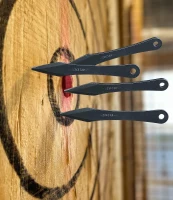 JXE JXO 9.4-inch Stainless Steel No-Spin Throwing Spikes Set with Nylon Belt Sheath – Solid Full-Tang 420HC(m-4)