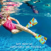 Short Kids Swim Fins — Soft Flippers for Lap Training, Children & Beginner Swimmers(m-5)