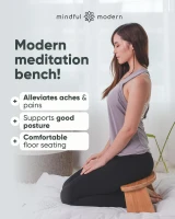 Mindful Modern Folding Meditation Bench - Bamboo Kneeling Stool with Locking Magnetic Hinges, Portable Seiza Chair with Travel Bag(m-3)