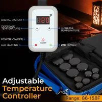SereneLife Portable Heated Stone Massage Set — Electric Hot Stone Warmer with 6 Large & 6 Small Basalt Rocks and Digital Heating Bag(m-2)