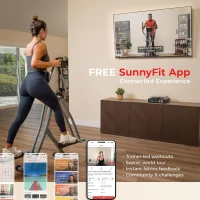Sunny Health & Fitness Smart Air Walk Elliptical, Foldable Home Glider with Up to 30"" Stride, Bluetooth-Ready SunnyFit App, Adjustable Support(m-3)
