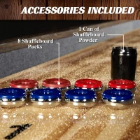 Barrington 12-Foot Rustic Shuffleboard Table with Cabinets - Classic Arcade Collection with Puck Sets, Preassembled Playfield(m-7)