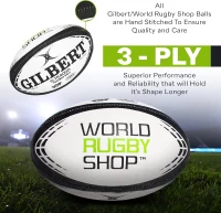 World Rugby Shop x Gilbert G-TR4000 Training Rugby Ball - Adult & Youth Sizes 3, 4, 5 - 3-Ply Hand-Stitched(m-4)