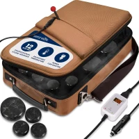 SereneLife Portable Heated Stone Massage Kit — Electric Hot Stone Warmer with 6 Large & 6 Small Natural Basalt Rocks and Digital Controller(m-1)