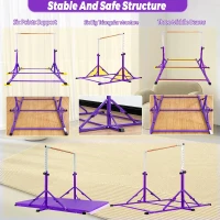 Marfula Foldable Gymnastics Kip Bar for Kids & Teens (Ages 3–25) — Adjustable Height 36–60 in, 5 ft Platform, Includes Mat, Professional Stability Features(m-3)