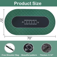 70 x 35 Inch Texas Hold'em Poker Mat — Portable Table Top with Premium Smooth Surface, Noise Reduction and Carrying Case for Professional Casino Play(m-3)