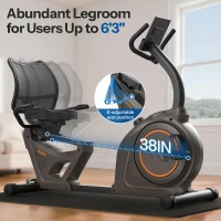 Niceday Heavy-Duty Recumbent Exercise Bike for Home – Magnetic Resistance, Smart App Compatible, LCD Monitor, Heart-Rate Handles, 400lbs Capacity(m-7)