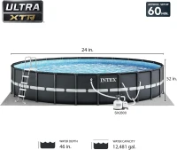 Intex Ultra XTR Deluxe 24' x 52"" Above-Ground Swimming Pool Set with Krystal Clear Sand Filter Pump — Super-Tough, Rust-Resistant(m-3)