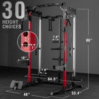 Mikolo HR05 Power Cage — 2000 lb Capacity Power Rack with Independent Dual-Pulley Cable Crossover, Multi-Function Home Gym(m-3)