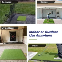 Golfguru Dense Elite Hitting Mat (5'x4' or 5'x5') — Heavy-Duty Practice Turf with 10 Balls & 9 Tees, Durable Backyard/Indoor Training Mat(m-6)