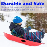 Slippery Racer Downhill Sprinter Flexible Kids & Toddler Toboggan Sled — Blue, Cold-Resistant with Pull Rope and Handles(m-7)