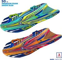 Sno-Storm Premium Foam Snow Sled — Contoured, Durable Foam Sled with Tow Rope and Handles, 50"" x 24"" Lightweight Ride(m-6)