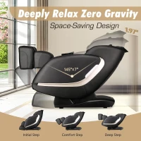 EASPEARL 2025 Full-Body SL-Track Massage Chair — Zero Gravity with Heat, App Control, Airbags, Bluetooth Speaker, 12 Auto Modes, 3-Row Foot Rollers, Body Scan (Black)(m-8)
