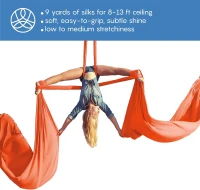 Aerial Yoga 9-Yard Silks Starter Pack – Heavy-Duty Tricot Hammock with Rigging Kit & Guide for Flying/Acrobatic Yoga, Suitable for All Skill Levels (Rig to 13 ft)(m-2)