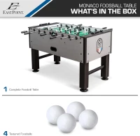 EastPoint Sports Monaco 54"" Official Competition-Size Deluxe Foosball Table — Indoor Multiplayer, Includes 4 Foosballs(m-2)