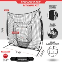 PowerNet 7'x7' Practice Net for Baseball & Softball with Accessories — Portable Batting/Pitching Net, Weighted Ball & Carry Bag(m-3)