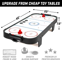 GoSports 40"" Tabletop Air Hockey — Black, Kids & Family Game with AC Adapter, Pushers and Pucks(m-4)