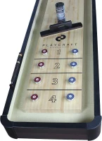 Playcraft Woodbridge Shuffleboard Table w/ Storage Cabinet — Game Table Set Includes Abacus, 8 Pucks, Brush & USA-Made Speed Wax — Pro-Style Climate Adjusters (Made in USA)(m-9)