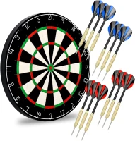 LinkVisions Professional Dartboard with Staple-Free Wiring, Tournament Size, 12 18g Steel-Tip Darts & Mounting Accessories(m-2)