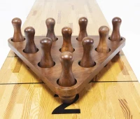 Shuffleboard Bowling Pin Set with 10 Hardwood Pins, Resin Ball, Sturdy Triangular Rack and Mesh Carrying Bag — Fun Accessory for Shuffleboard Tables(m-4)