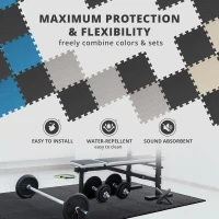bemaxx 18-Piece EVA Interlocking Foam Gym Mats with Edge Pieces - 12.6"" x 12.6"" x 0.4"" Tiles, 18 sq ft Protective Flooring for Home Gym, Garage, Treadmill(m-5)