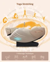 RELX 2025 Full-Body Massage Chair – 15-Mode Zero Gravity SL-Track Shiatsu Recliner with Built-In Heat, Airbag Body Scan, Deep Yoga Stretch, Calfrest Extension & AI Control (Cream)(m-5)