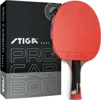 STIGA Pro Carbon Tournament-Level Table Tennis Racket with Carbon Technology — Red & Blue(m-1)