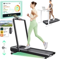 UREVO Smart Treadmill with 9% Auto Incline, UREVO App, AI-Powered Music Courses, HIIT Programs & One-Click Mute(m-1)