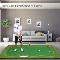 Chriiena Professional Golf Putting Mat — Large Indoor/Outdoor Training Green with Slope Pad and Moveable Cups(m-2)