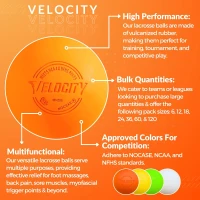 Velocity Lacrosse Balls - Multiple Pack Sizes (1,2,3,6,12,18,24,36,60,120) - Practice, Official NFHS and College Approved Size(m-3)