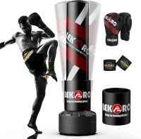 LEKÄRO Freestanding Punching Bag with Stand, Heavy Kickboxing Bag and Gloves for Adults & Kids(m-1)