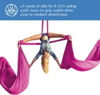 Aerial Silks Starter Kit — Durable 9-Yard Tricot Aerial Hammock with Rigging Hardware & Instruction Guide | Aerial Swing for Acrobatic Flying Yoga & All Levels (Rigging Up to 13 ft)(m-2)