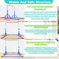 Marfula Foldable Gymnastics Kip Bar for Kids & Teens (Ages 3-25) - 5Ft/8Ft Base Length, 4Ft Width, 5Ft Adjustable Height - Portable Home and Club Training Bar(m-3)