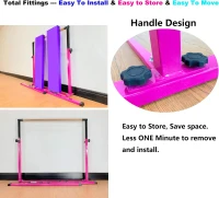 MARFULA Kids Gymnastics Bar Set with Mats – 5 ft Bar, 4 ft Inner Width, 36""–60"" Adjustable Height, Foldable for Home and Club Use(m-6)