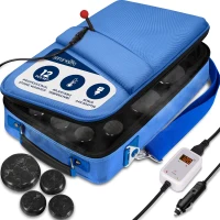 SereneLife Portable Heated Stone Massage Set — Electric Hot Stone Warmer with 6 Large & 6 Small Basalt Rocks and Digital Heating Bag(m-1)