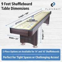 Playcraft Woodbridge Shuffleboard Table with In-Leg Storage Cabinet - Complete Game Set (Matching Abacus, 8 Pucks, Brush & USA Speed Wax) - Made in USA with Pro-Style Climate Adjusters(m-6)