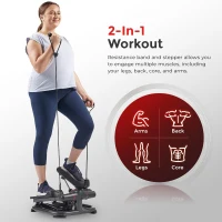 Sunny Health & Fitness Compact 2-in-1 Power Stepper — Height-Adjustable, 400 lb Max, Resistance Bands Included, Pre-Assembled & Space-Saving with Free SunnyFit App(m-3)