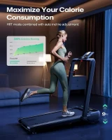 UREVO Smart Treadmill with 9% Auto Incline, UREVO App, AI-Powered Music Courses, HIIT Programs & One-Click Mute(m-4)